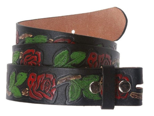 1.5'' Wide Rose Leather Belt