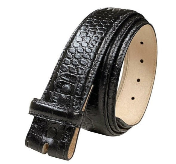 1.5'' Wide Black Crock Leather Belt Strap