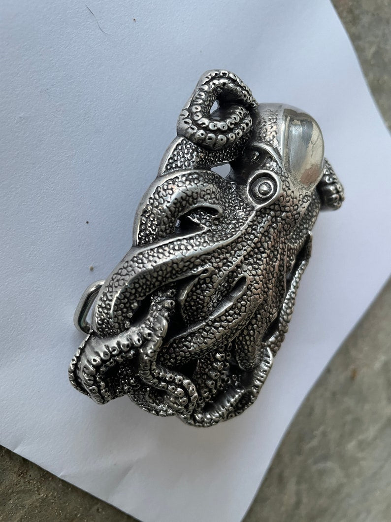 Silver Octopus Belt Buckle