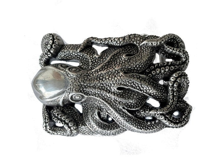 Silver Octopus Belt Buckle