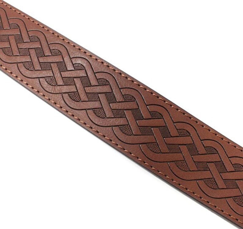 1.5'' Wide Celtic Knot Brown Leather Snap Belt Strap
