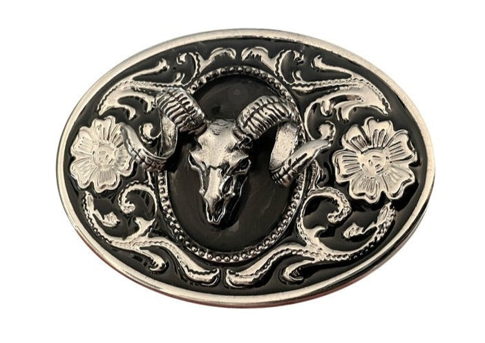 Bighorn Ram Skull Belt Buckle