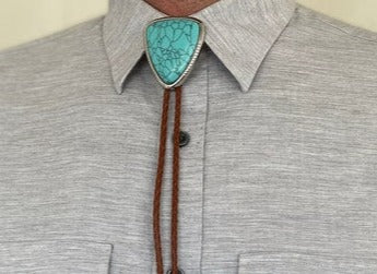 Turquoise Triangle Stone Bolo Tie