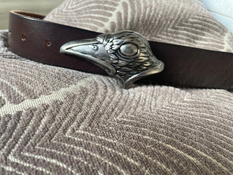 Silver Crow Head Belt Buckle
