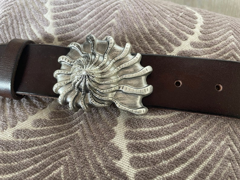 Handmade Silver Shell Belt Buckle