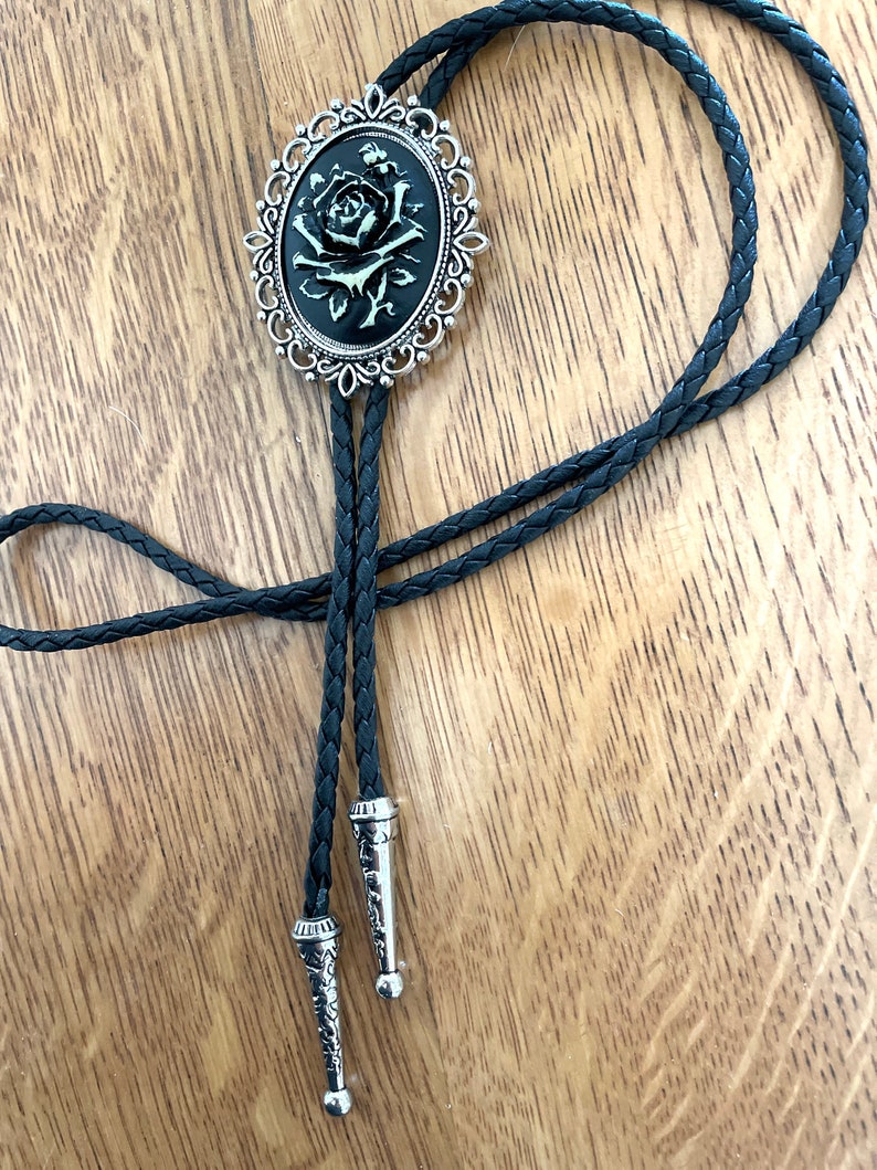 Black Rose Bolo Tie