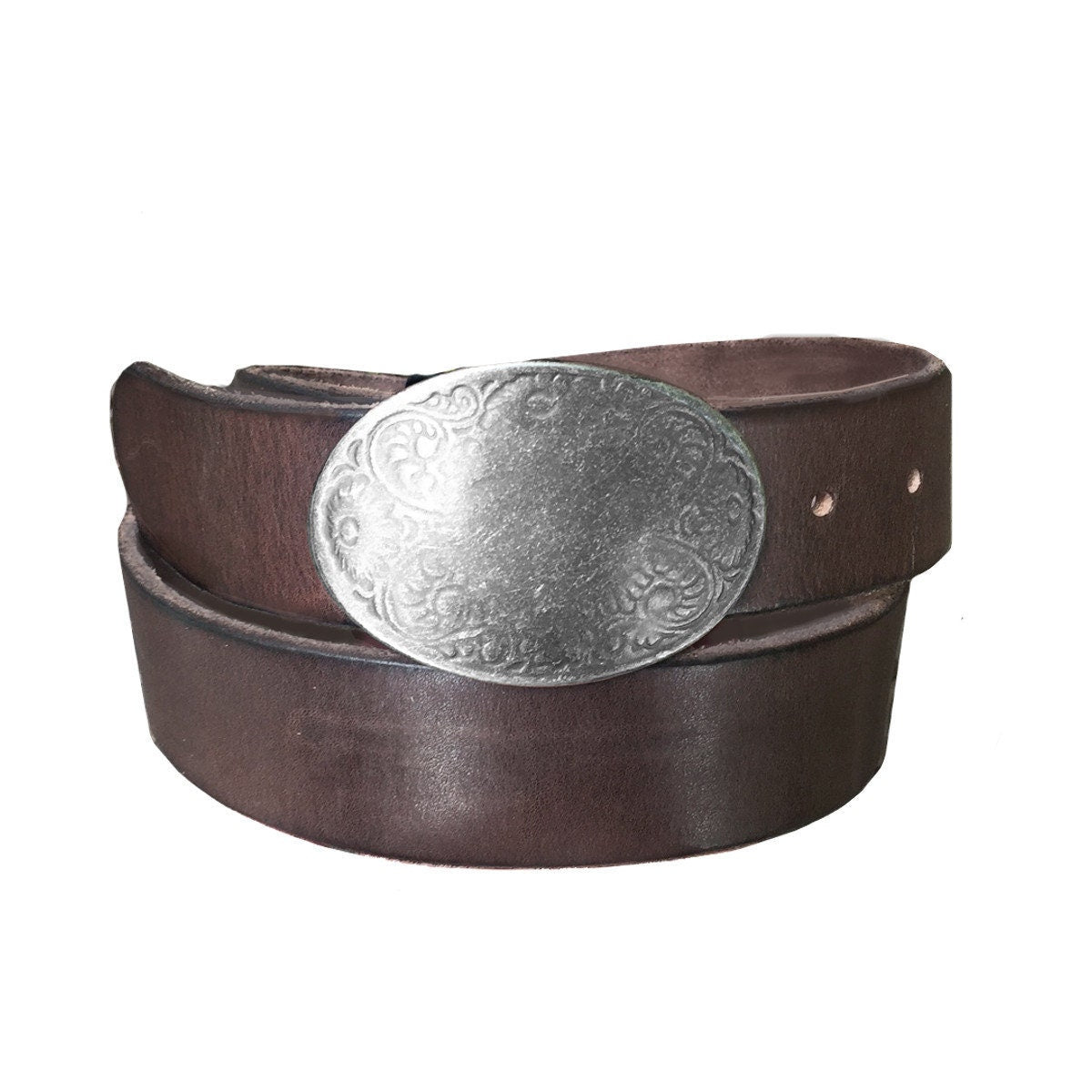 Dark Brown Oval Leather Belt
