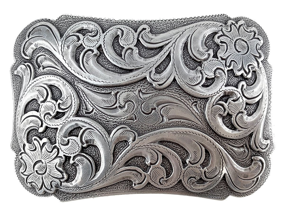 Cream Tooled Leather Belt