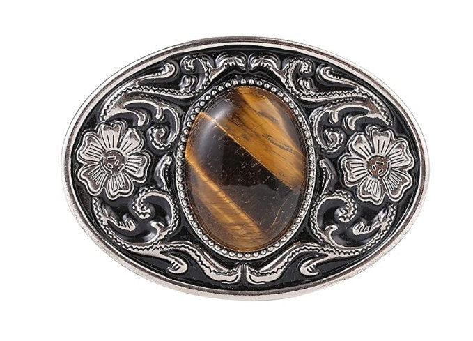 Silver Tigers Eye Belt Buckle