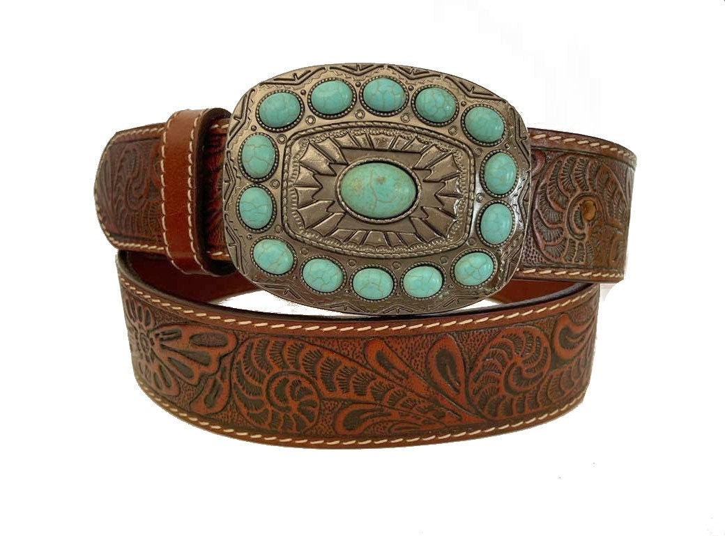 Southwestern Turquoise Leather Belt