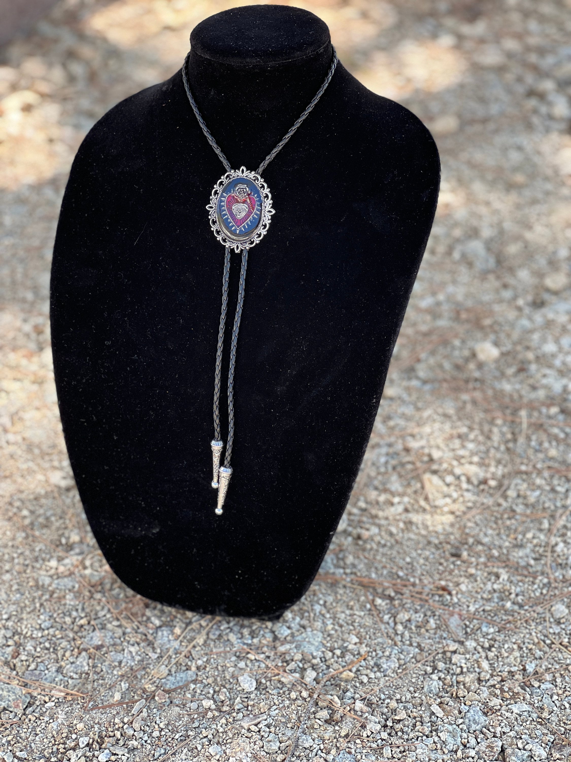 Sacred Heart Rose Bolo Tie