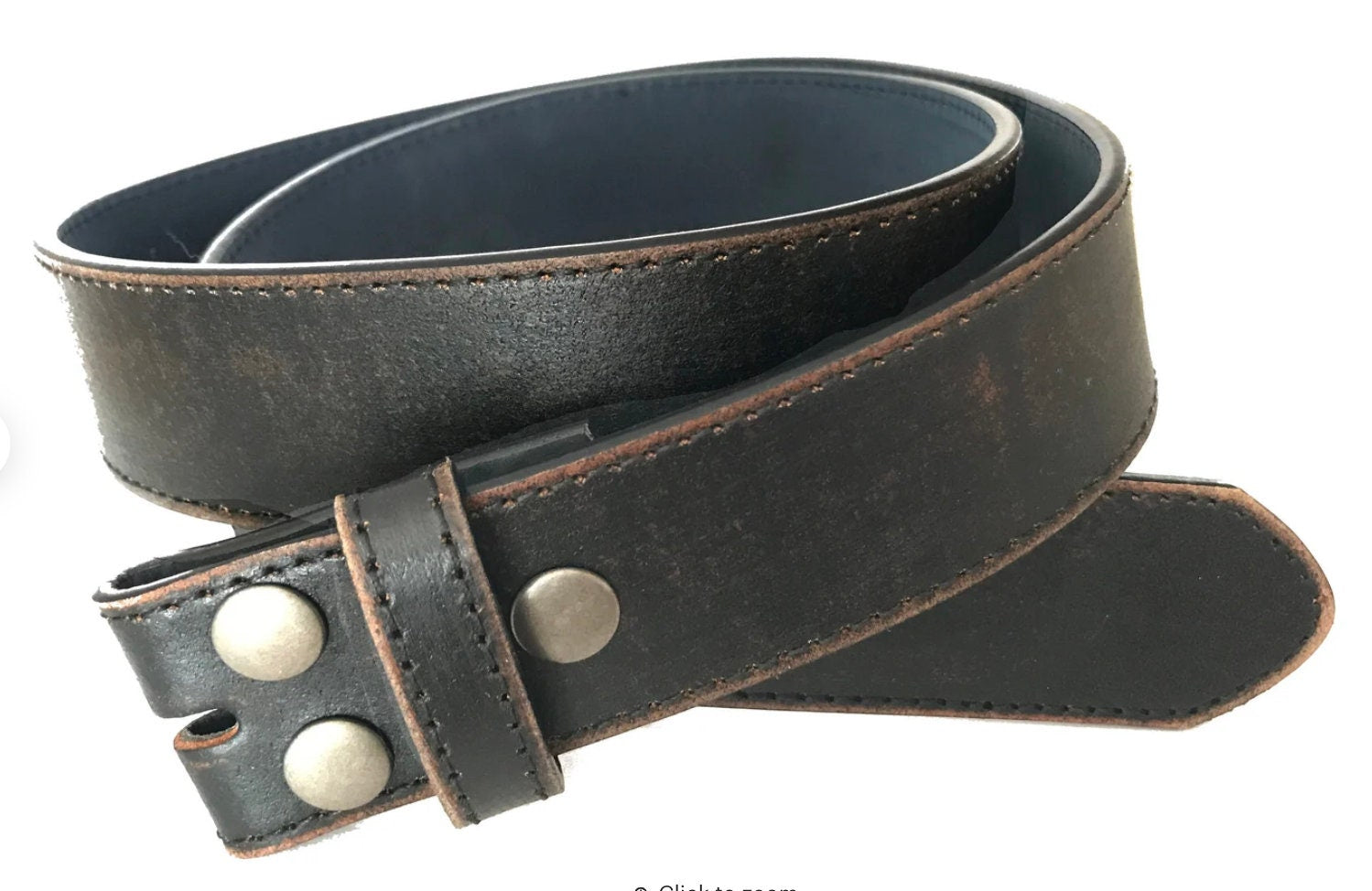 Black Distressed Edge Leather Belt